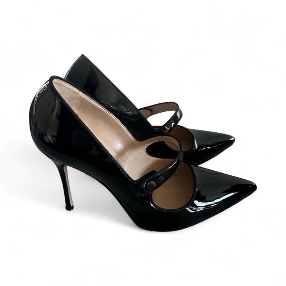 ❌SOLD❌ Manolo Blahnik Campari 105mm Mary Jane Heels Black Patent Leather 39 - Picture 9 of 11